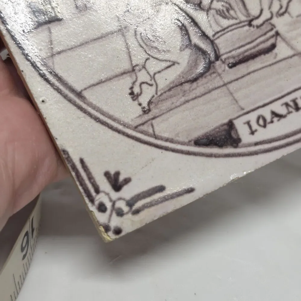 18TH CENTURY DUTCH DELFT MANGANESE & WHITE TILE IOAN 1 9:4 Washing The Feet